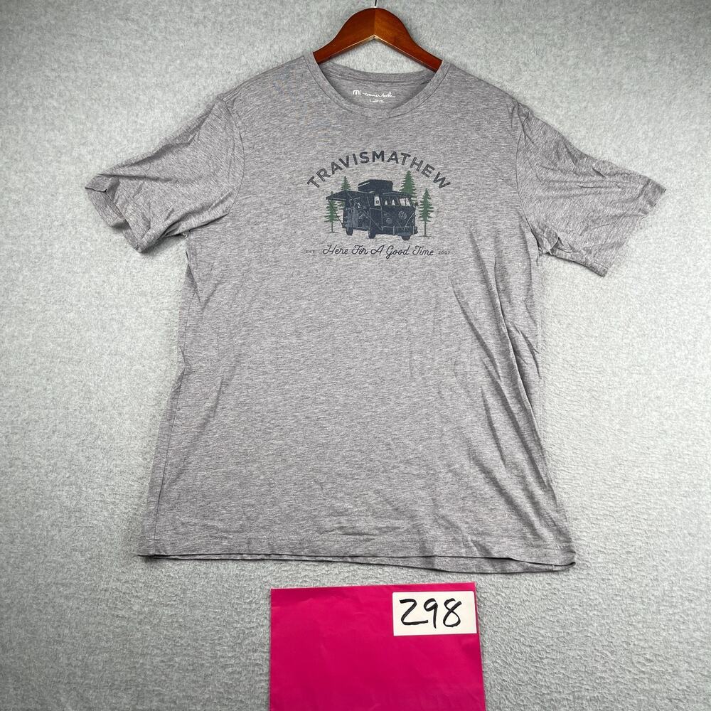 Travis Mathew T Shirt Large Gray Heather Here For A Good Time Graphic *SEE